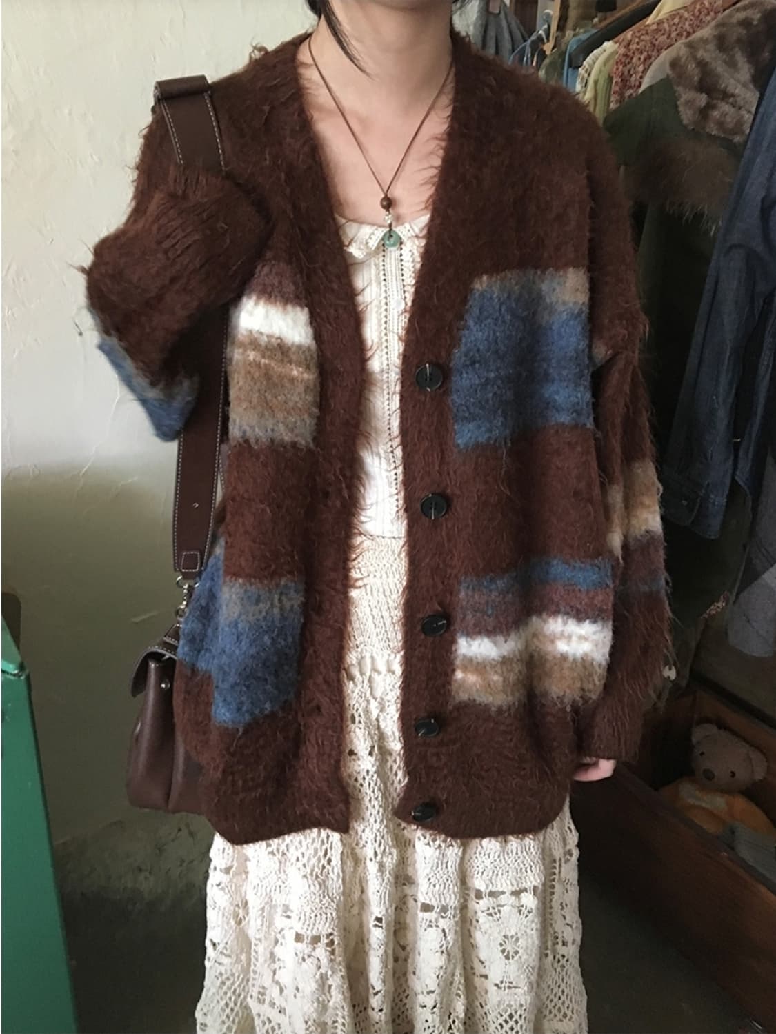 포포리 헤어리 니트가디건 상품이미지4