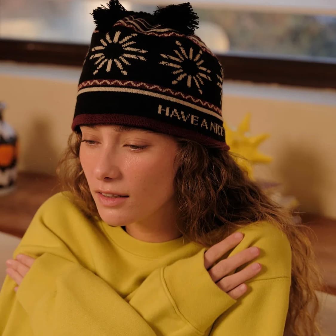 헬로 선라이즈 비니 HS Symbol Tassel beanie_Black 상품이미지4