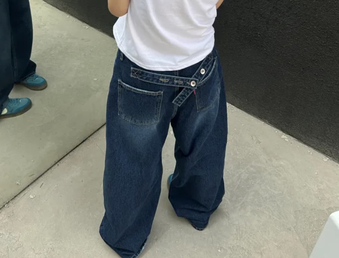 버튼 와이드 데님팬츠 상품이미지1