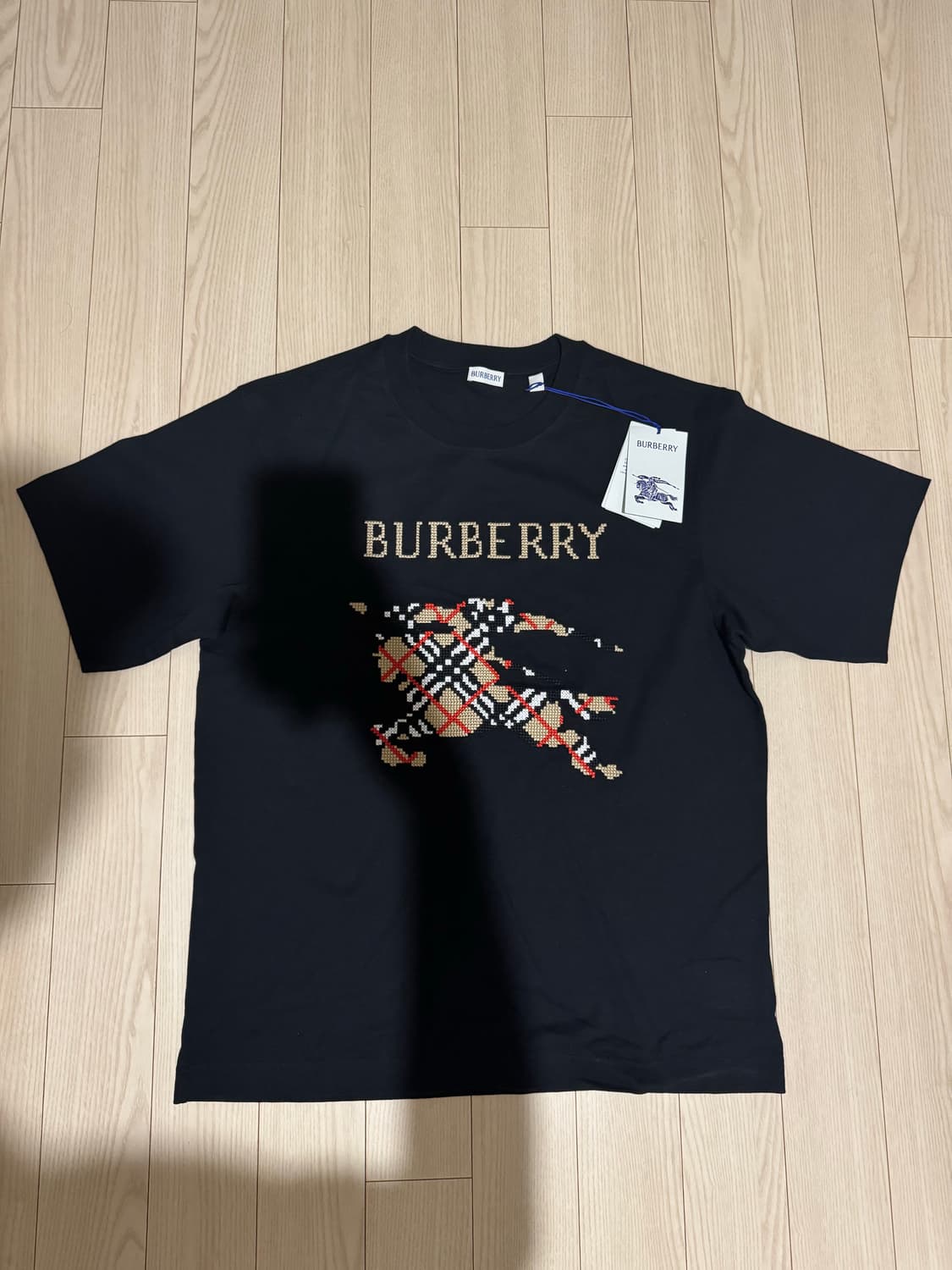 버버리 EKD 스티치코튼 티셔츠 블랙 L(100~105)새상품 상품이미지2