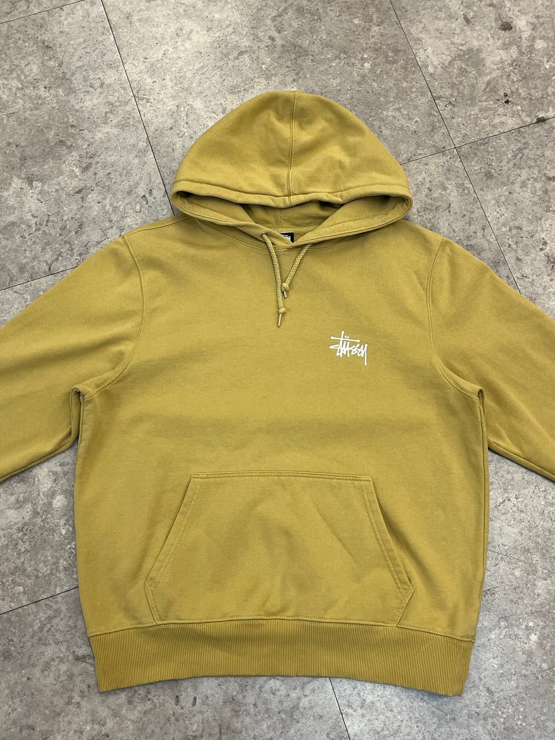 스투시 베이직 로고 기모 후드티 옐로우 M #csz2752 상품이미지4
