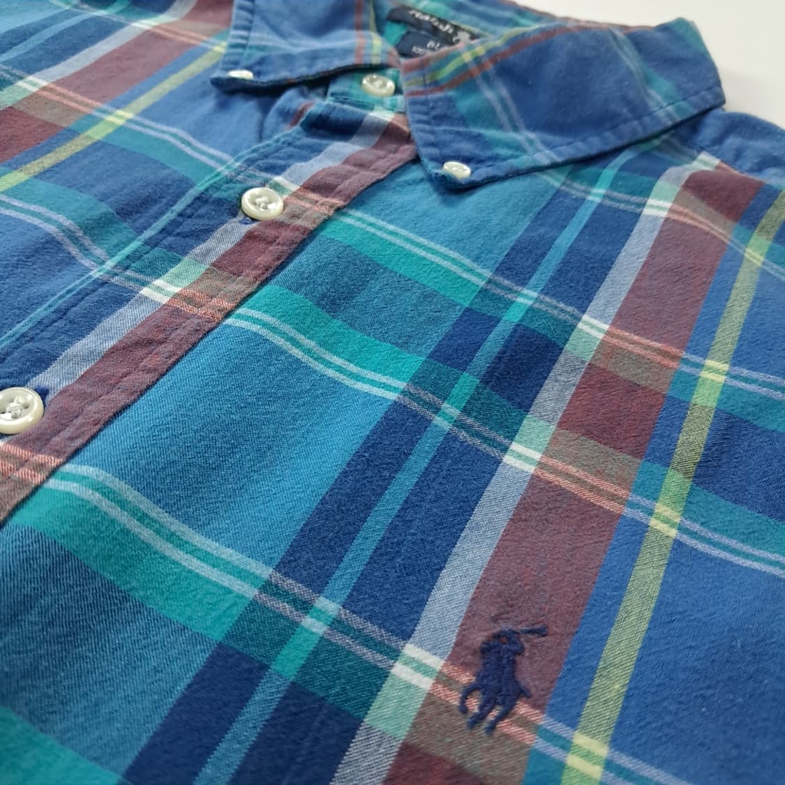 CK835 XL 폴로 90s 블레이크핏 블루 마드라스 반팔 셔츠 남방 상품이미지4
