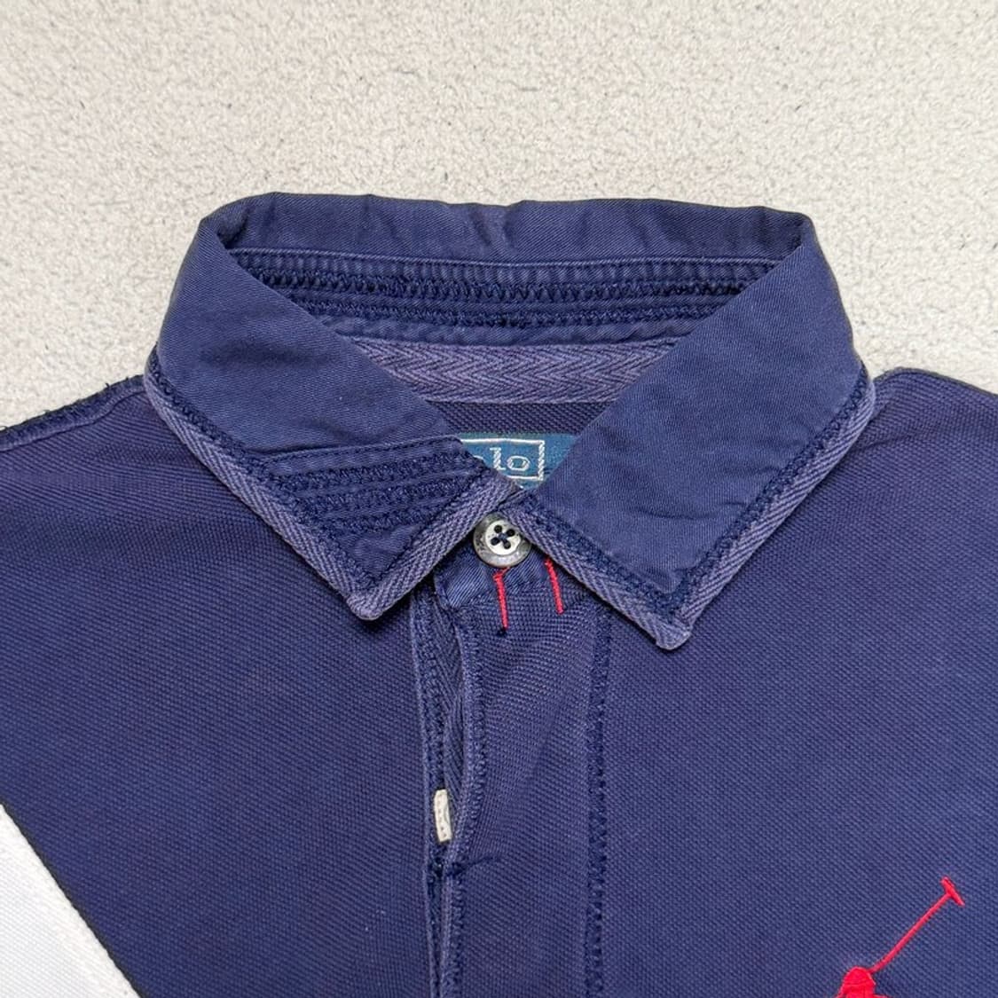 폴로 랄프로렌 빅포니 사선 포인트 럭비 PK 카라 티셔츠 네이비 M 상품이미지5