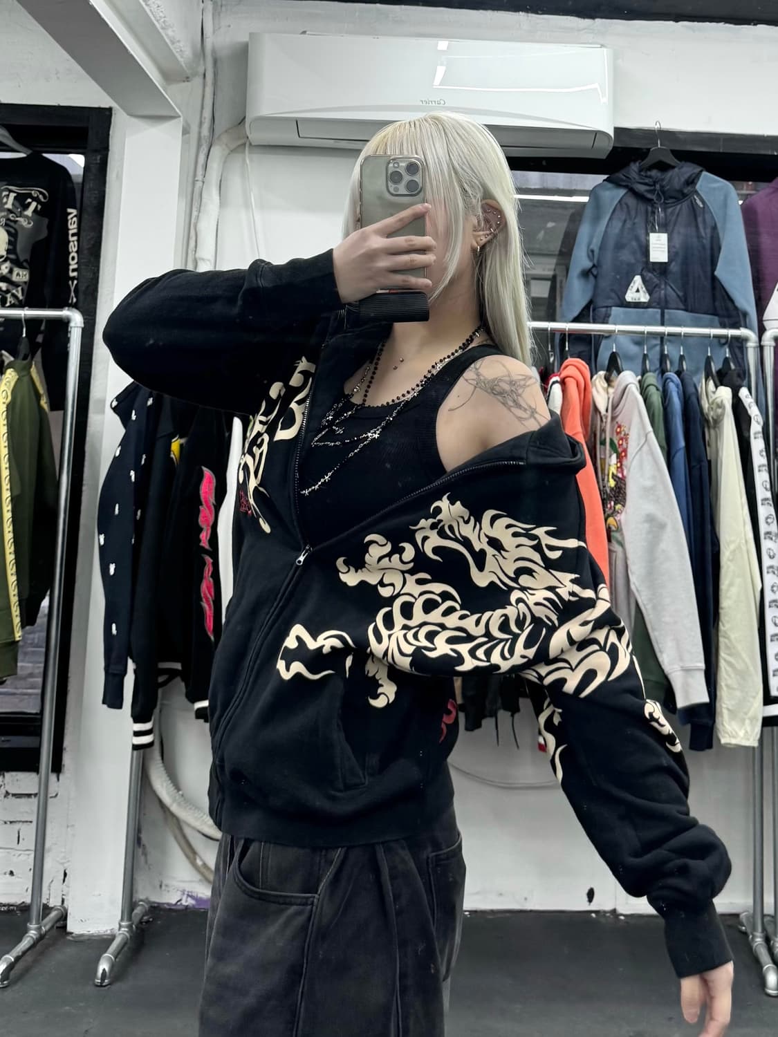 카라쿠리 타마시 오리엔탈 프린팅 후드집업 상품이미지1