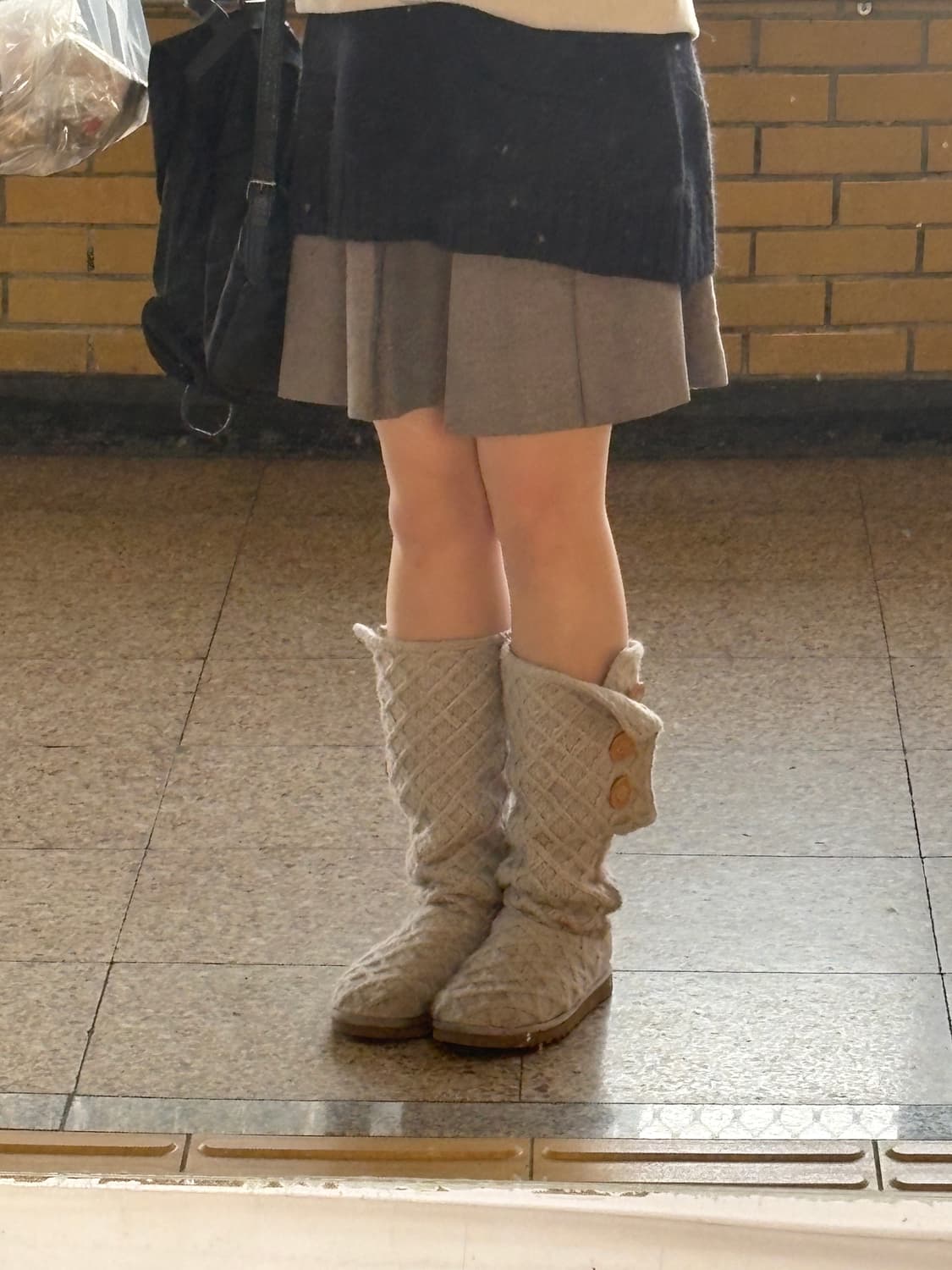 아이보리 카디 와플 니트 어그 부츠 240 245 250 상품이미지1