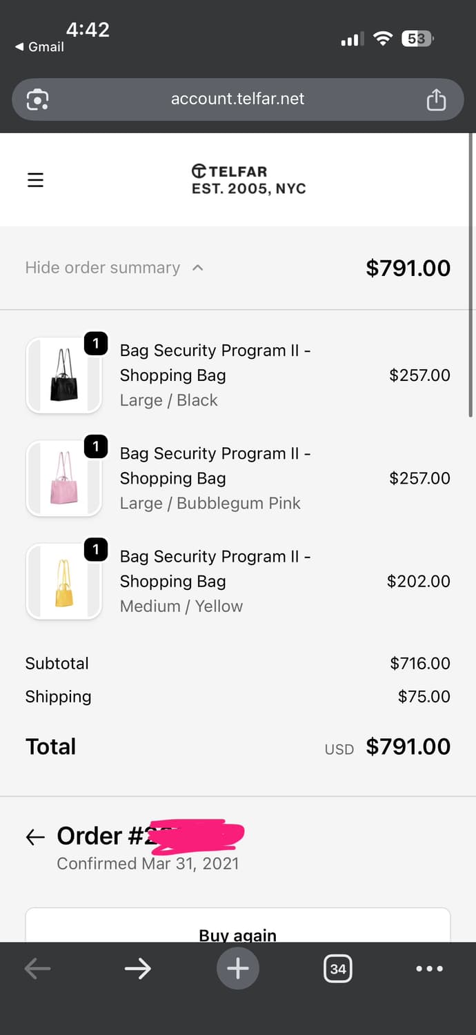 텔파 라지 쇼핑백 블랙 상품이미지5