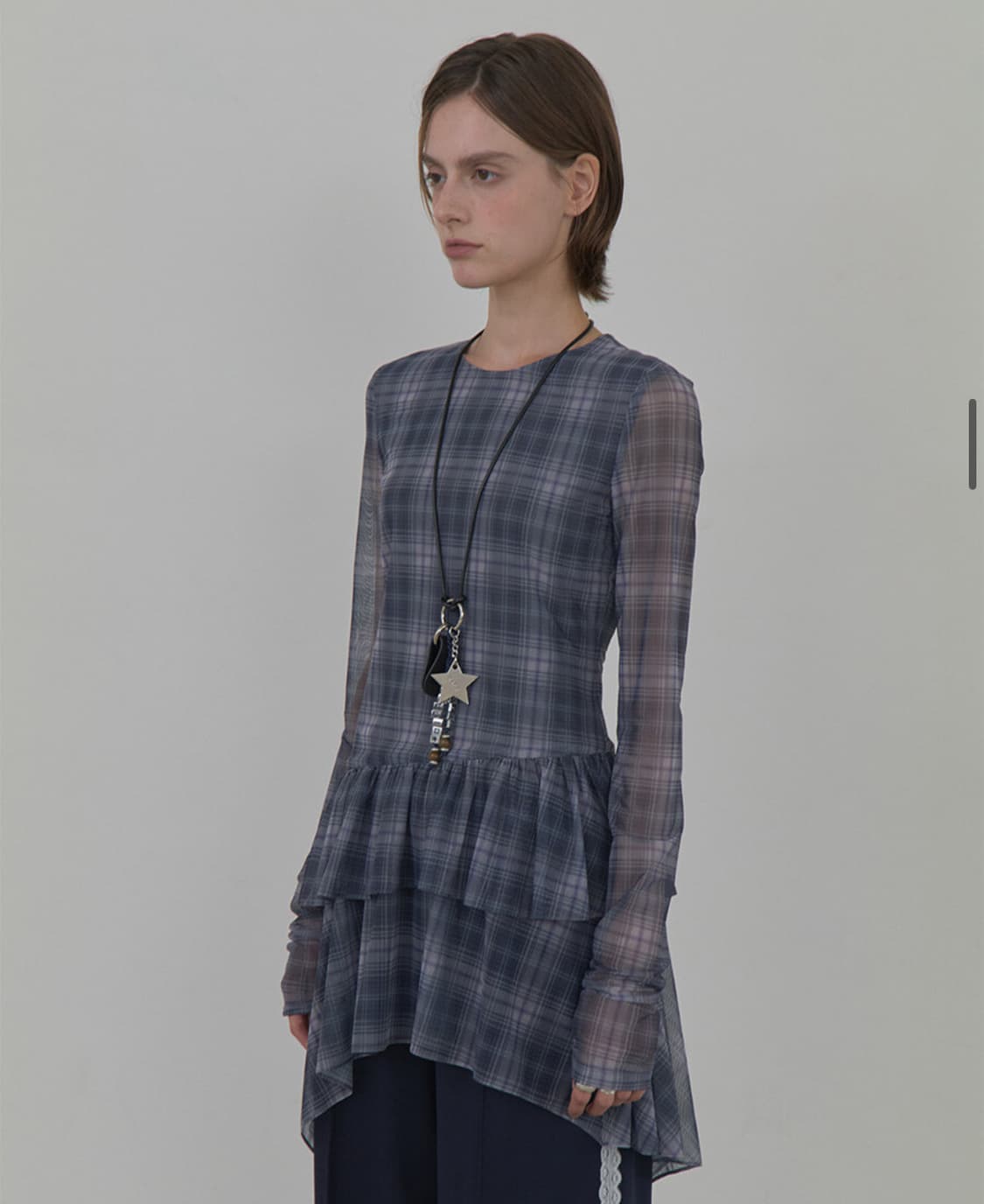 레이브 Check Tiered Dress in Blue Check VW5 상품이미지1