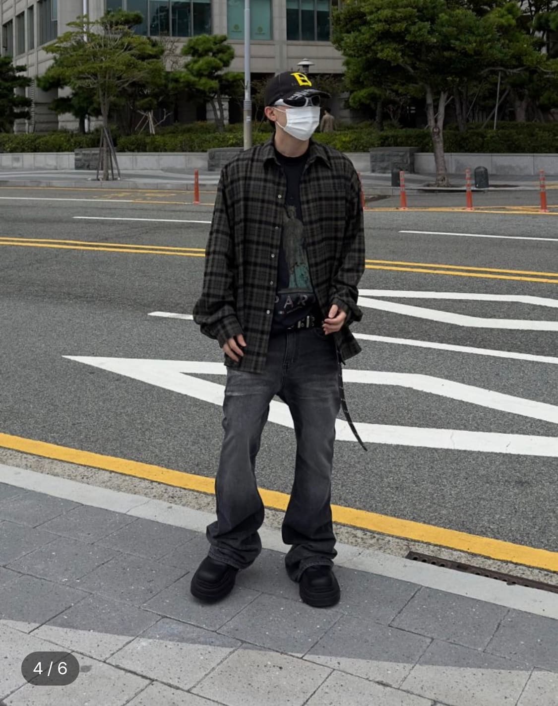 [L] Mjd오버사이즈 체크셔츠 카키 상품이미지2