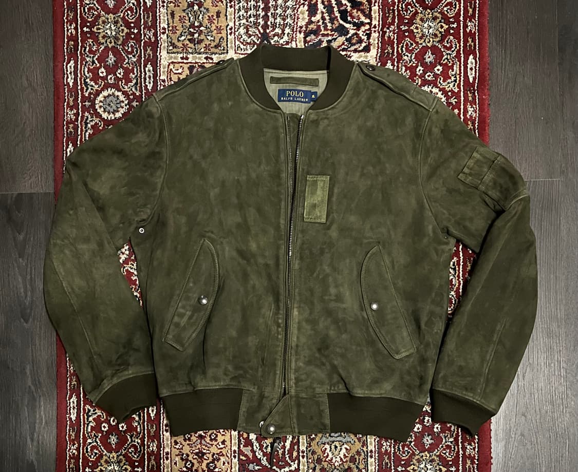 폴로 랄프로렌 스웨이드 봄버 자켓 올리브 상품이미지1