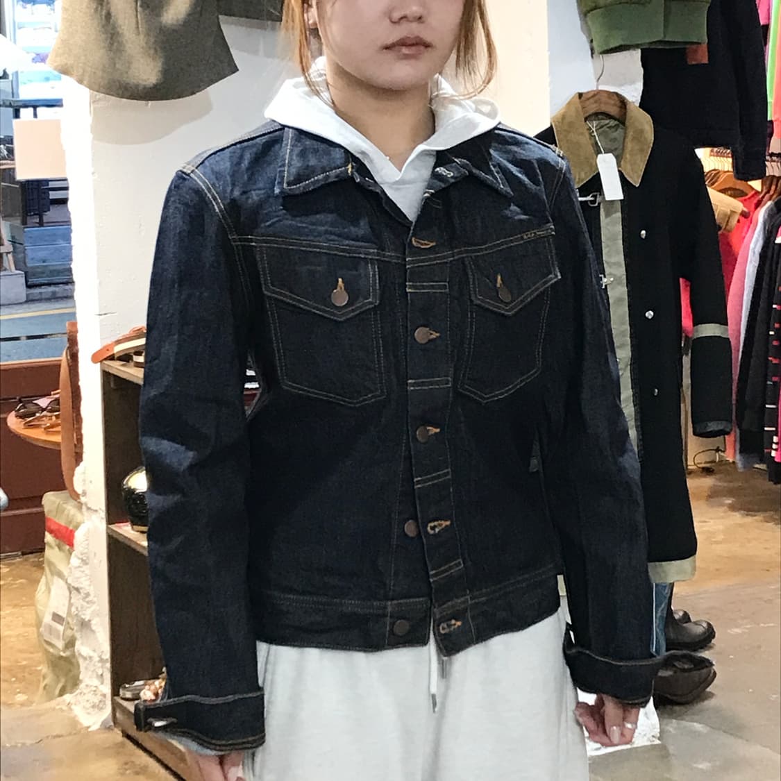 누디진 인디고 생지 데님 트러커자켓 남성 102 여성 루즈핏  상품이미지9