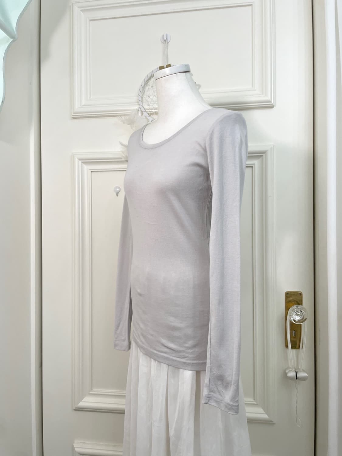 sheer lavender crochet cardigan&gray sli 상품이미지9