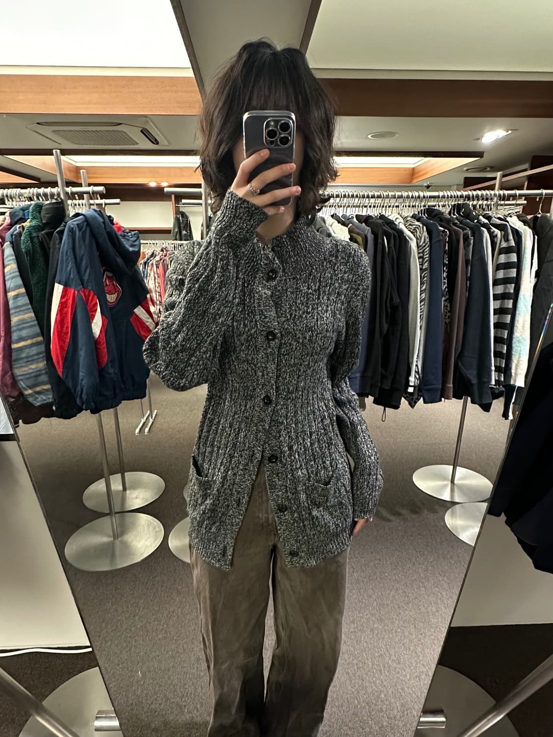 XL)in the attic 빈티지 보카시 버튼 니트 가디건 상품이미지2