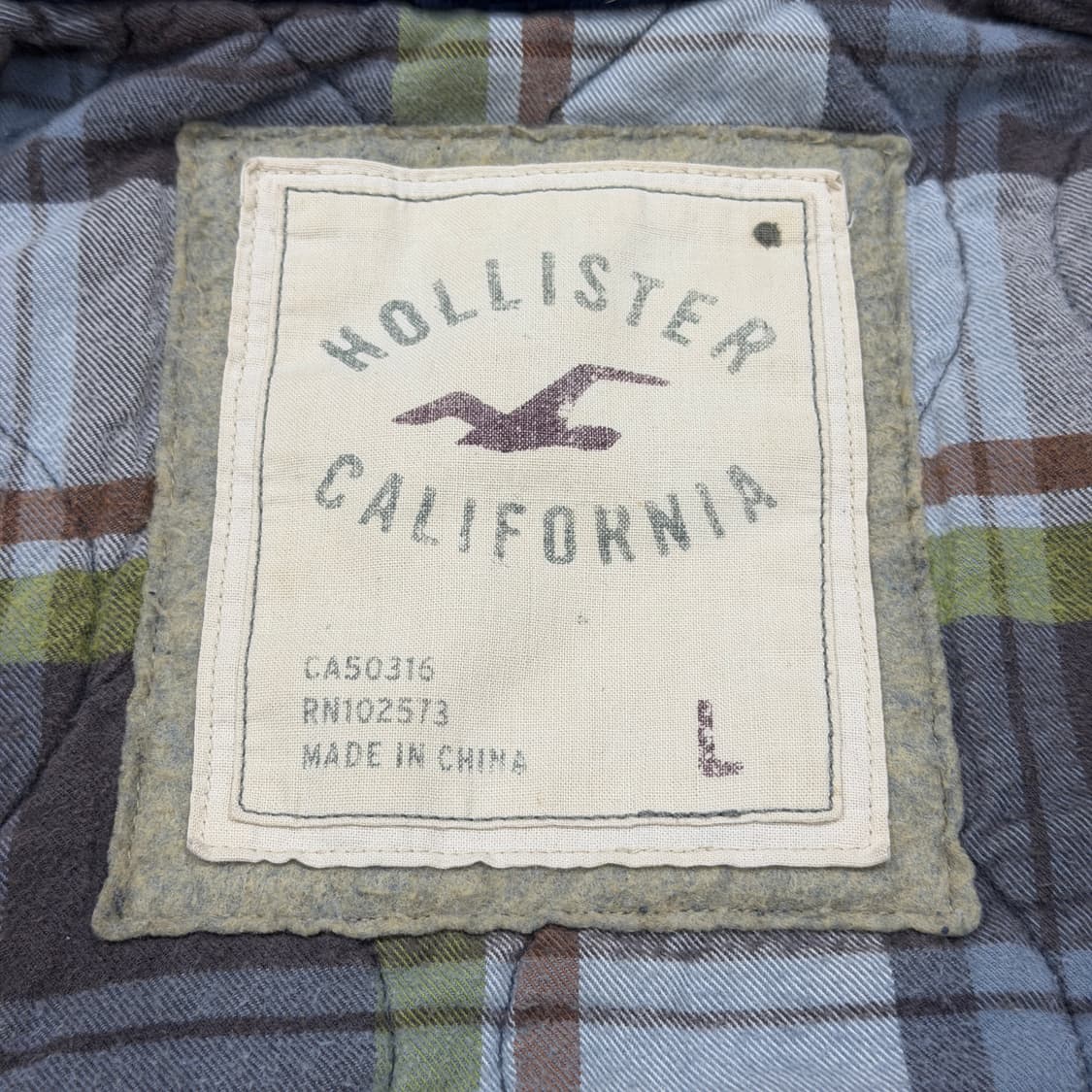홀리스터 빈티지 Y2K 체크 누빔 후드집업 자켓 네이비 L 상품이미지4
