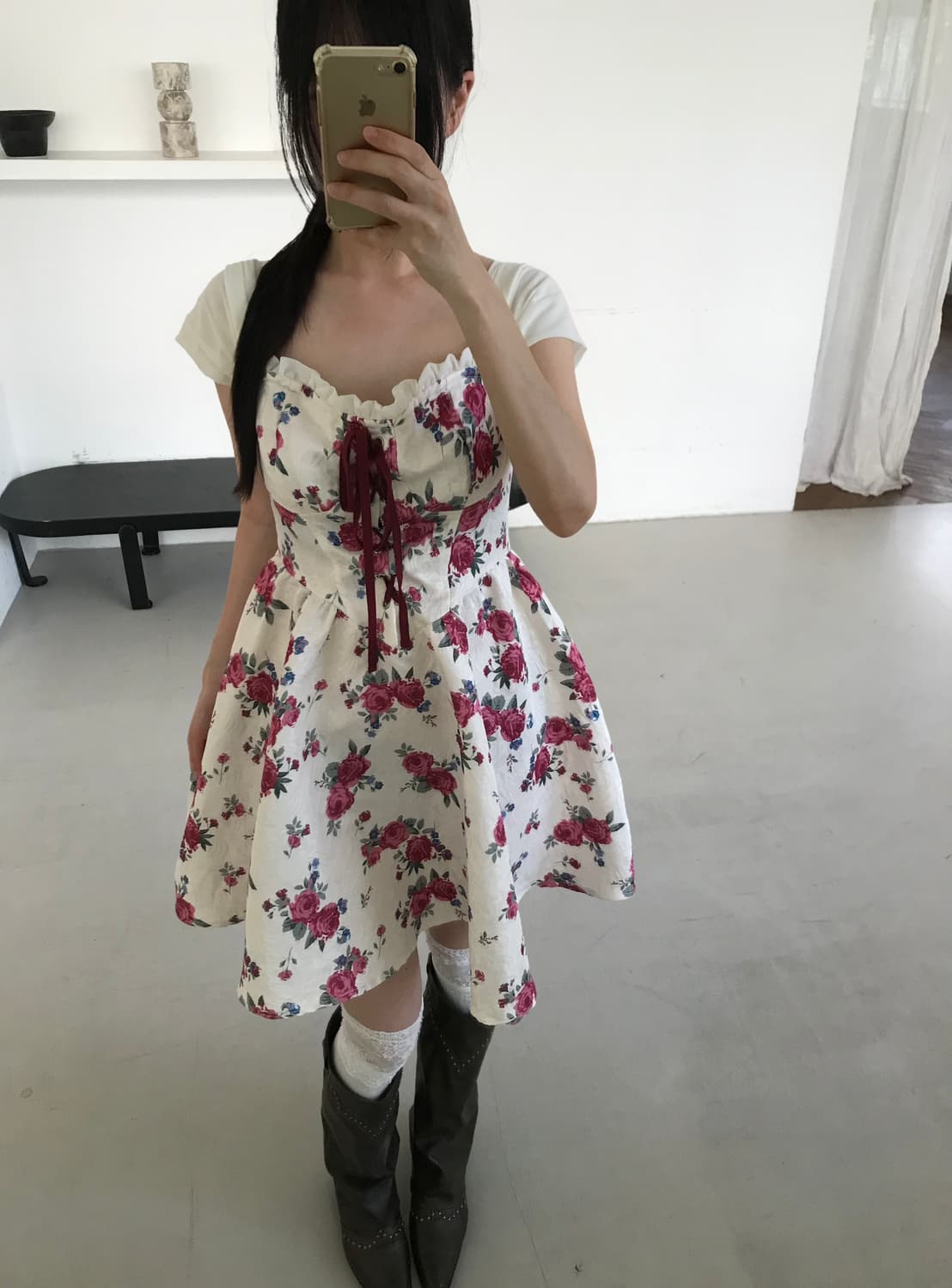 vintage rose pattern one-piece 상품이미지2