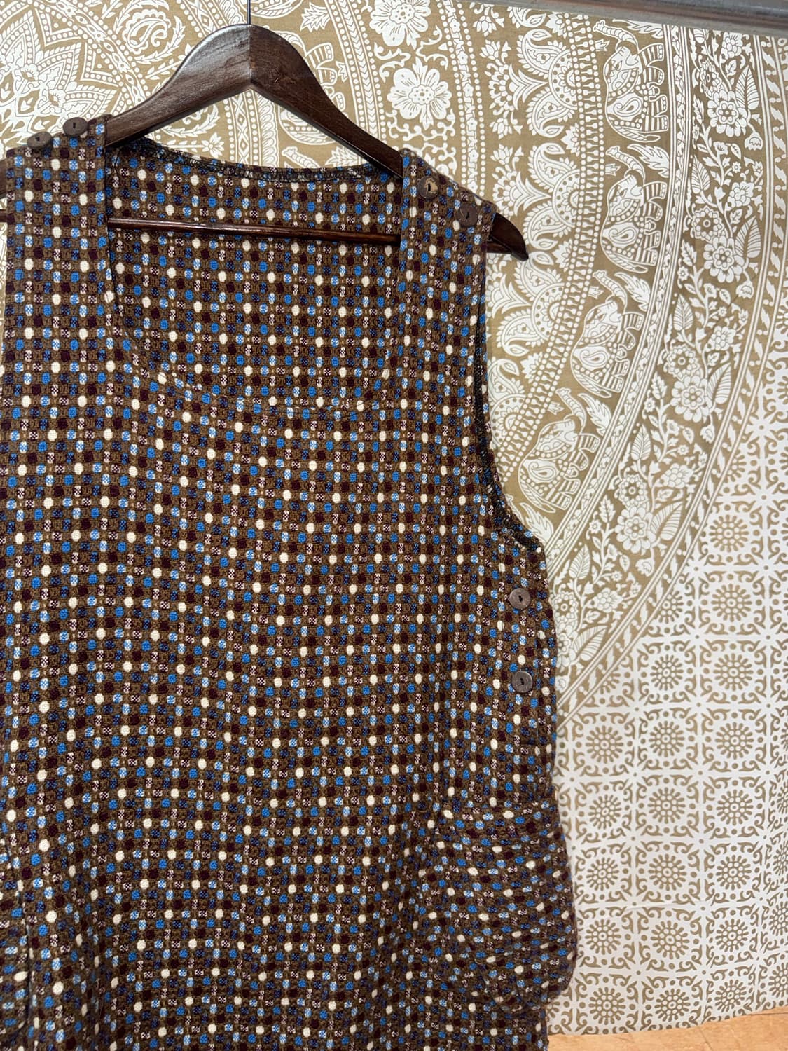 여성 패턴 민소매 모직 미니 원피스  상품이미지3