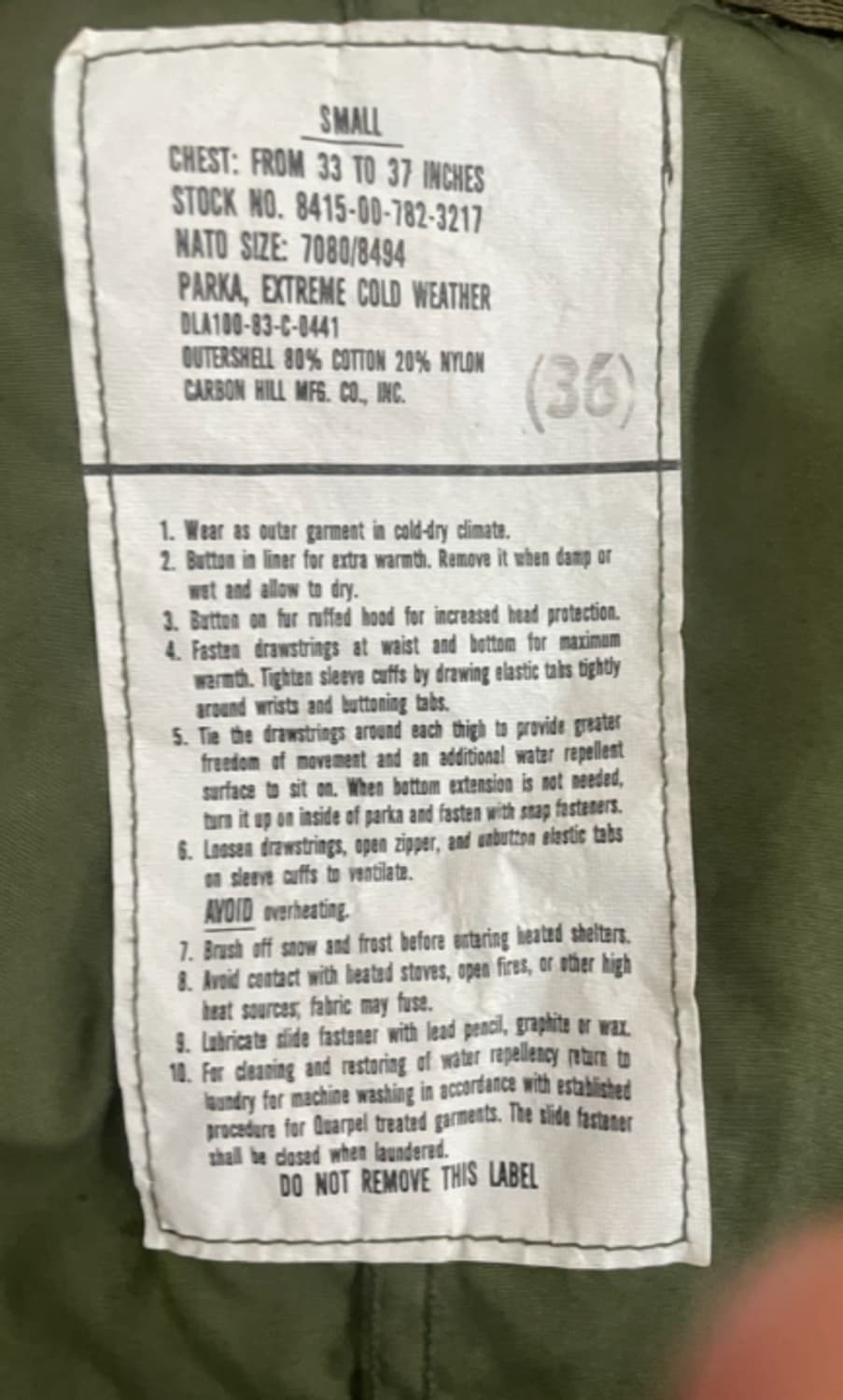 M65 피쉬테일 카본힐, 윈필드 야상 S(100-105) 상품이미지7