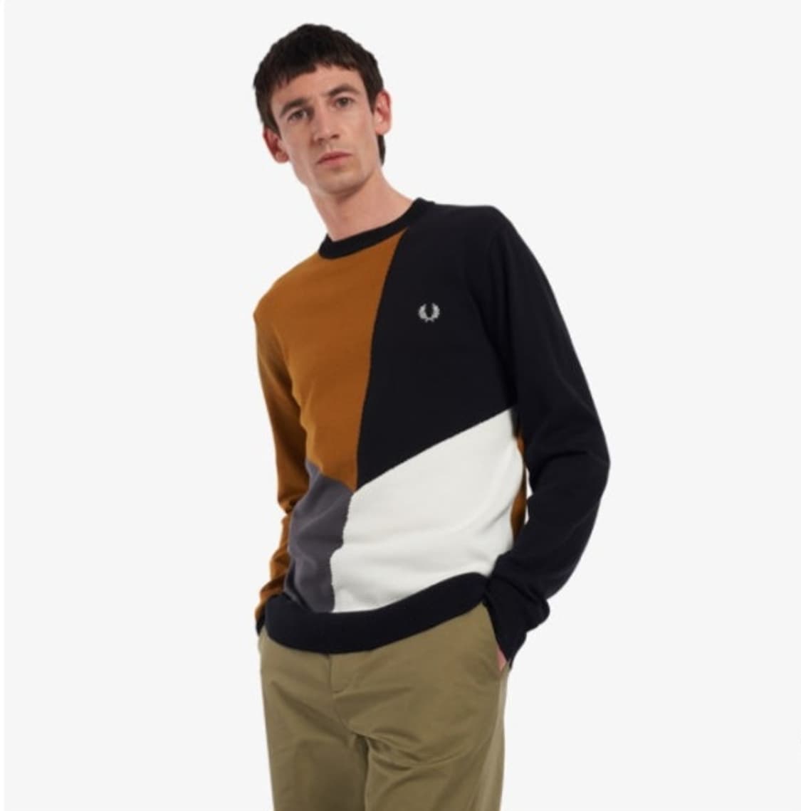 프레드페리(PRED PERRY)사선 블록 니트 상품이미지1