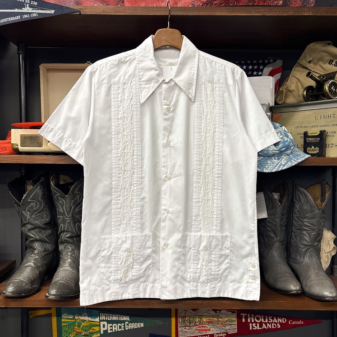 90s VICVIC 칵투스 엠브로이드 리조트카라 쿠바셔츠 N1266 상품이미지1