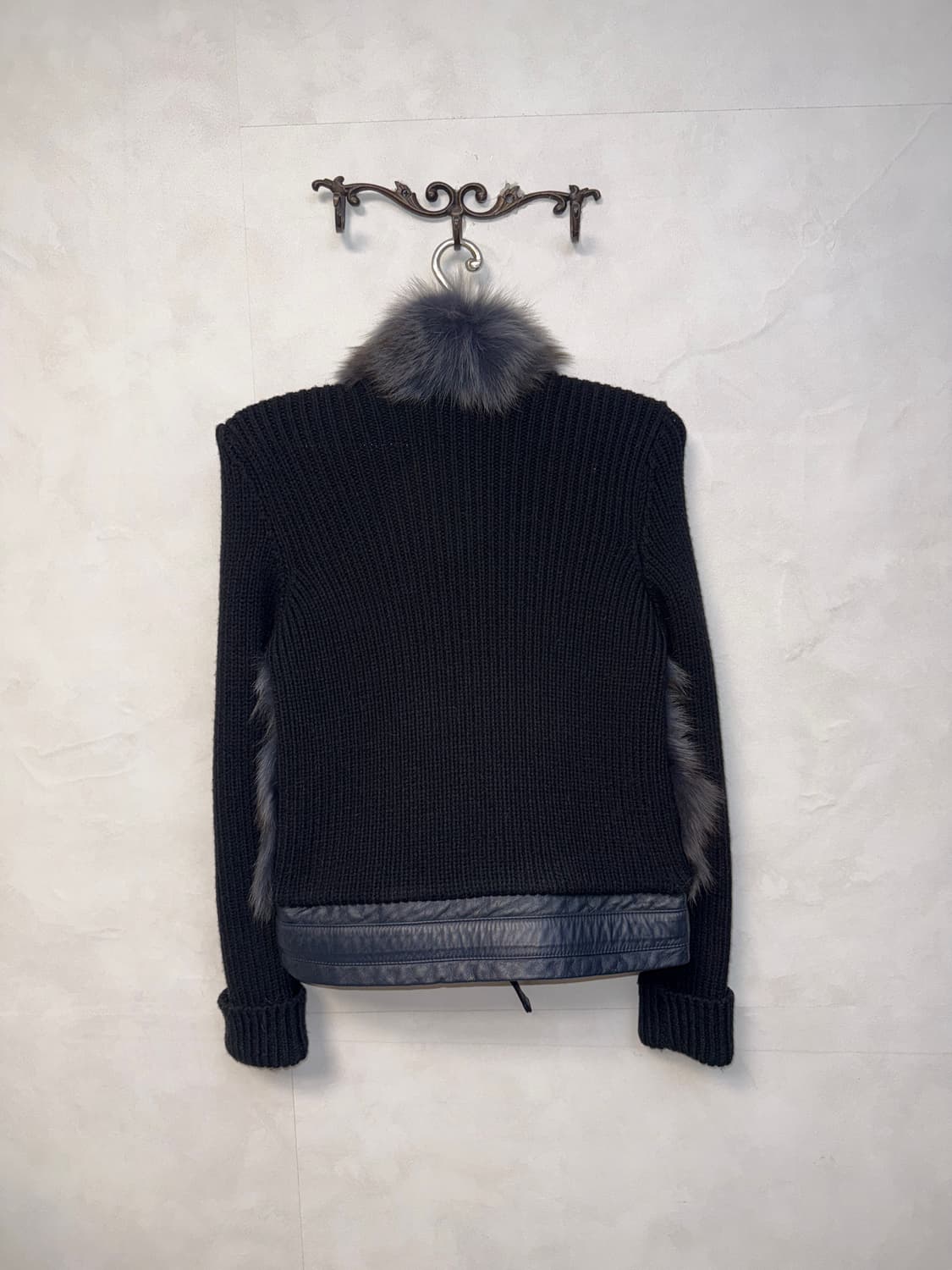Navy brown fox fur knit zipup 상품이미지3