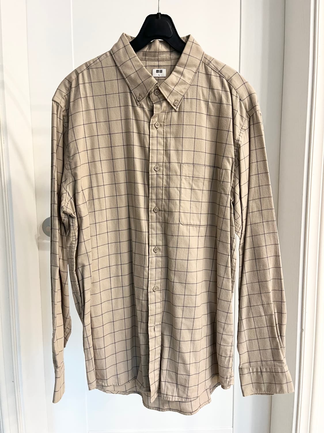 유니클로 베이지 체크 셔츠 상품이미지1