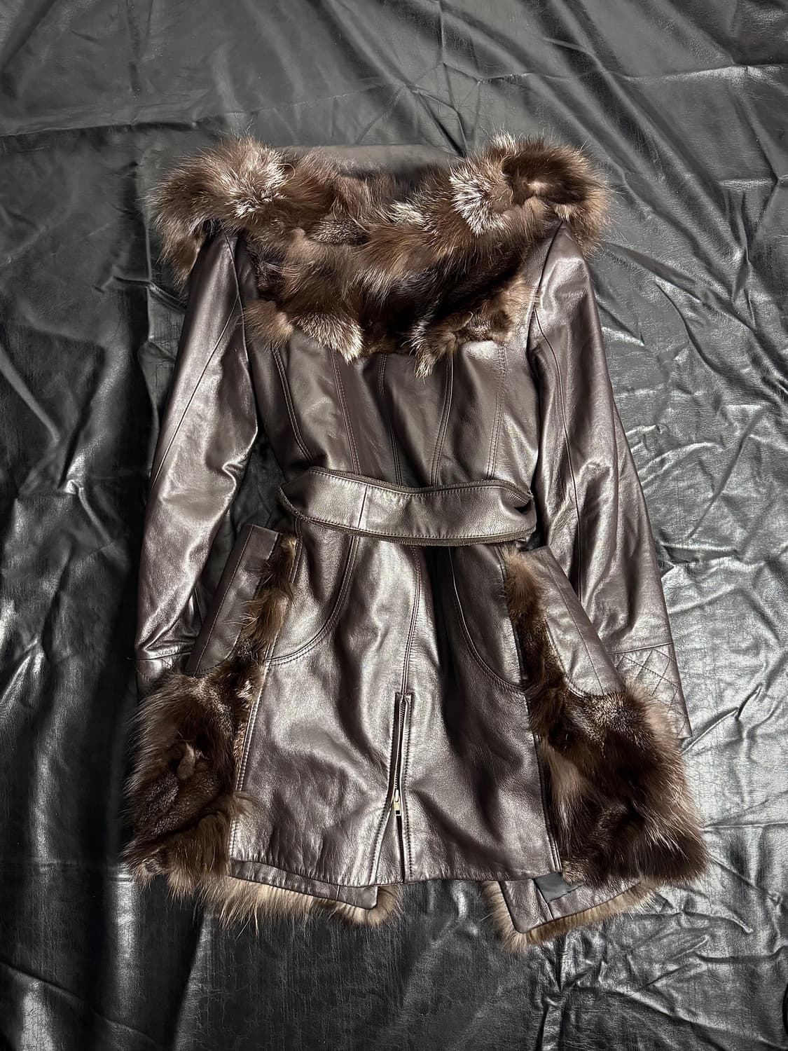 Brown fox fur jacket 상품이미지4