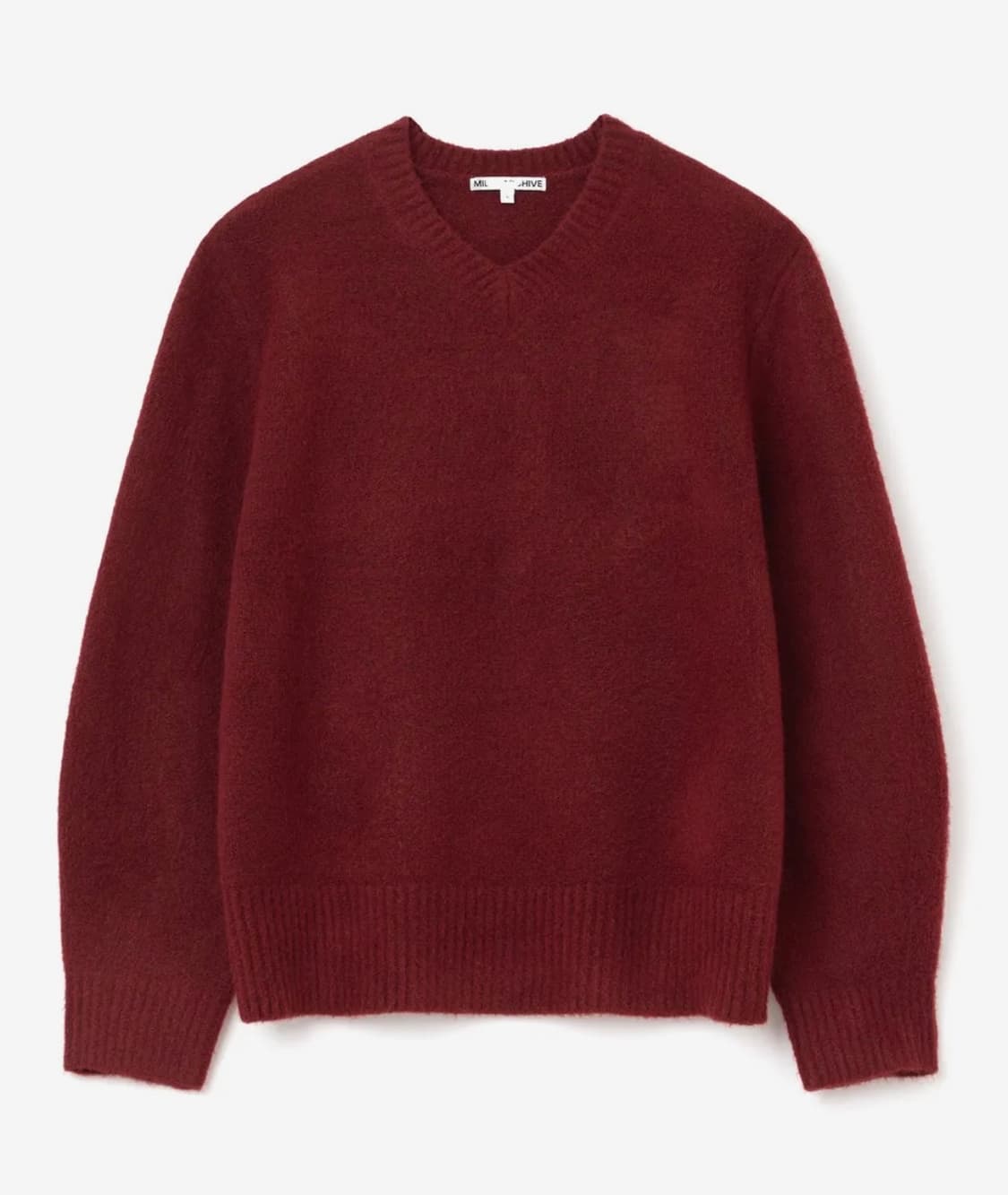 밀로아카이브 크롭 실루엣 브이넥 니트 레드 L 상품이미지1