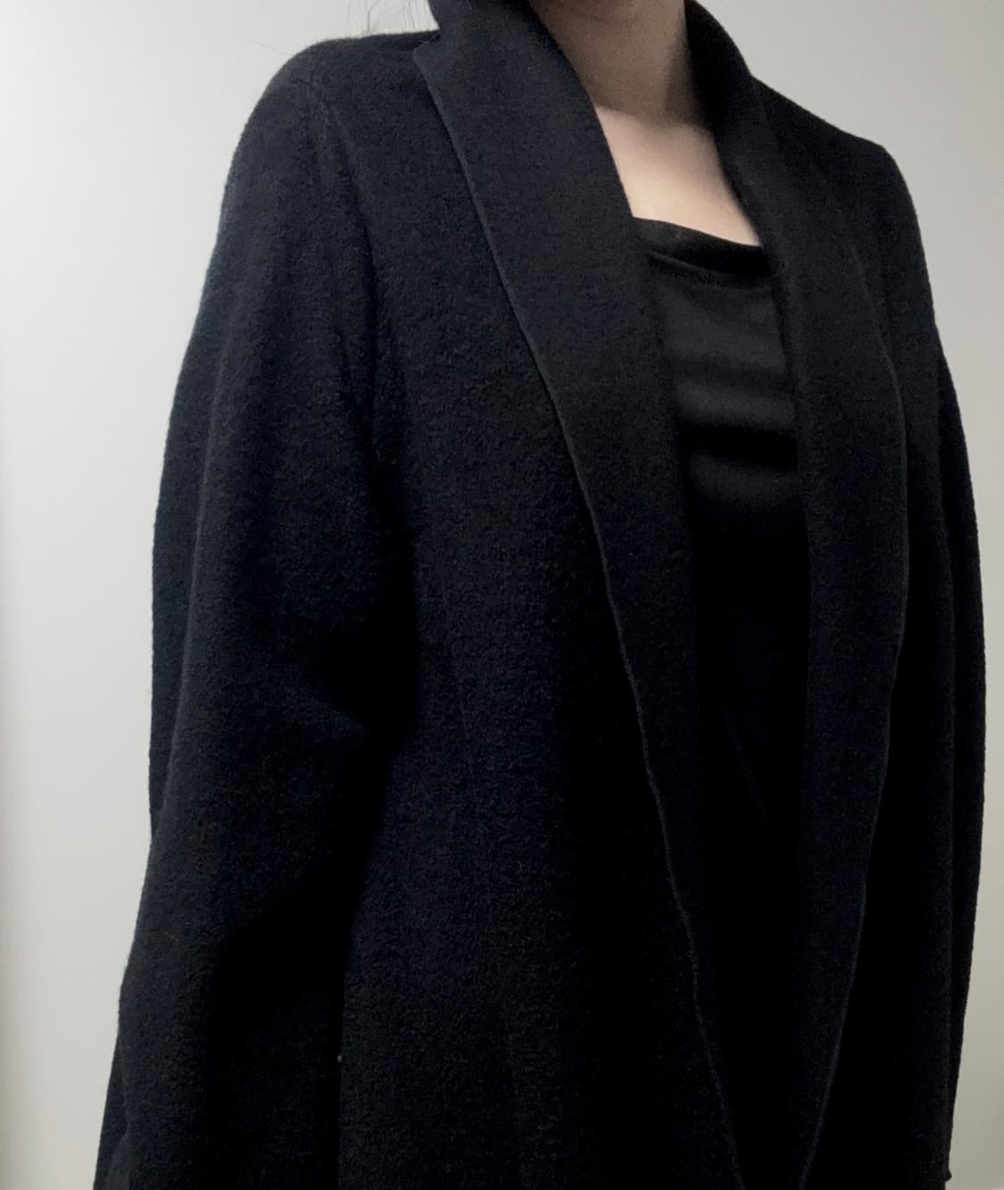 빈티지 울 플레어 롱 코트 가디건 블랙 상품이미지3