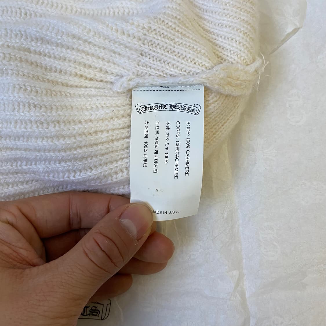 [Free] 크롬하츠 빅 대디 캐시미어 비니 화이트 상품이미지5