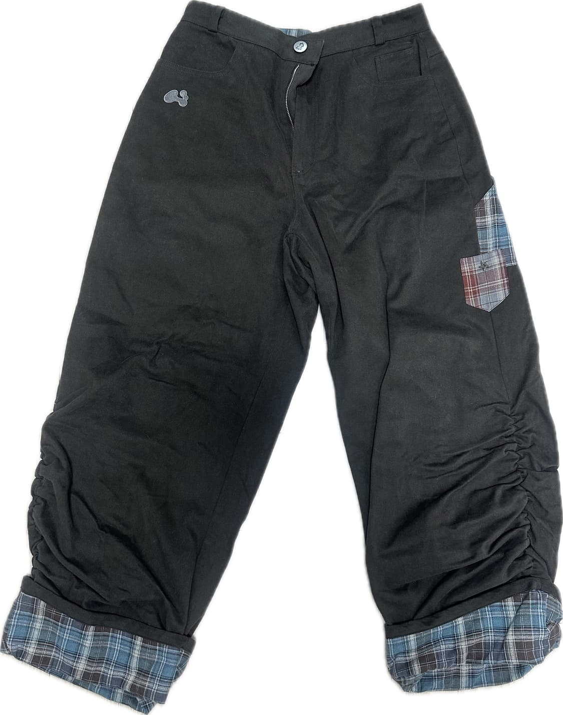 허그유어스킨 체크 롤업 코튼 팬츠 브라운 상품이미지2