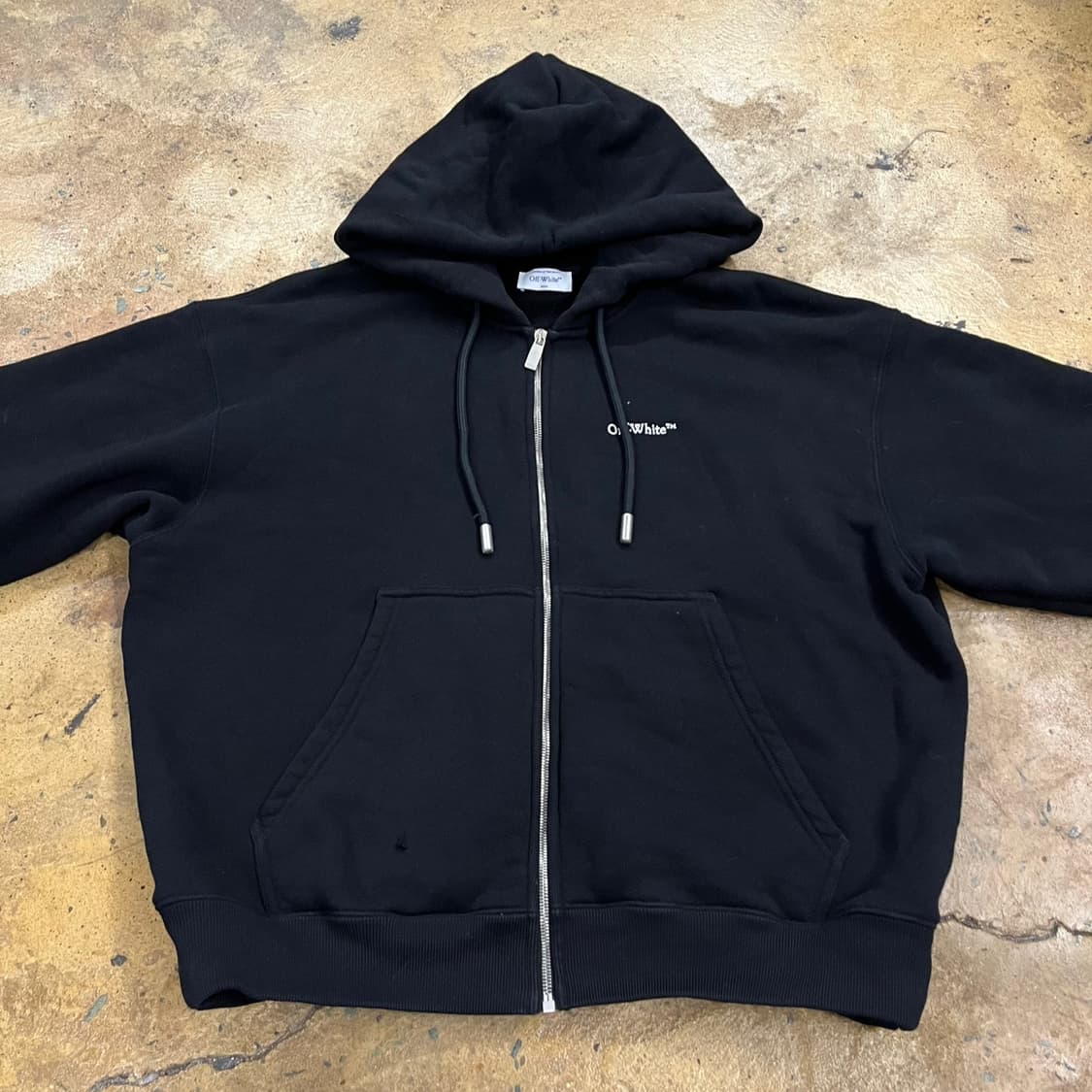 [정품/M] 24SS 오프화이트 타투 애로우 블랙 후드집업 b17 상품이미지3