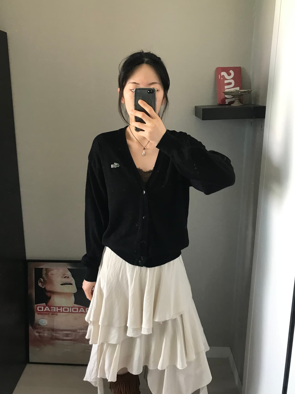 (주)서광 라코스테 로고 모직 블랙 가디건 상품이미지4