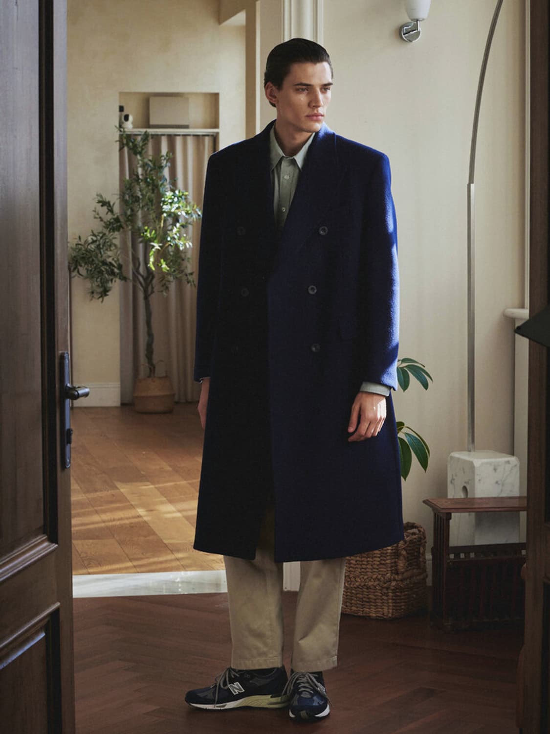 새상품)아틀리에델디오 멜톤 울 더블 코트100-다크네이비 상품이미지2