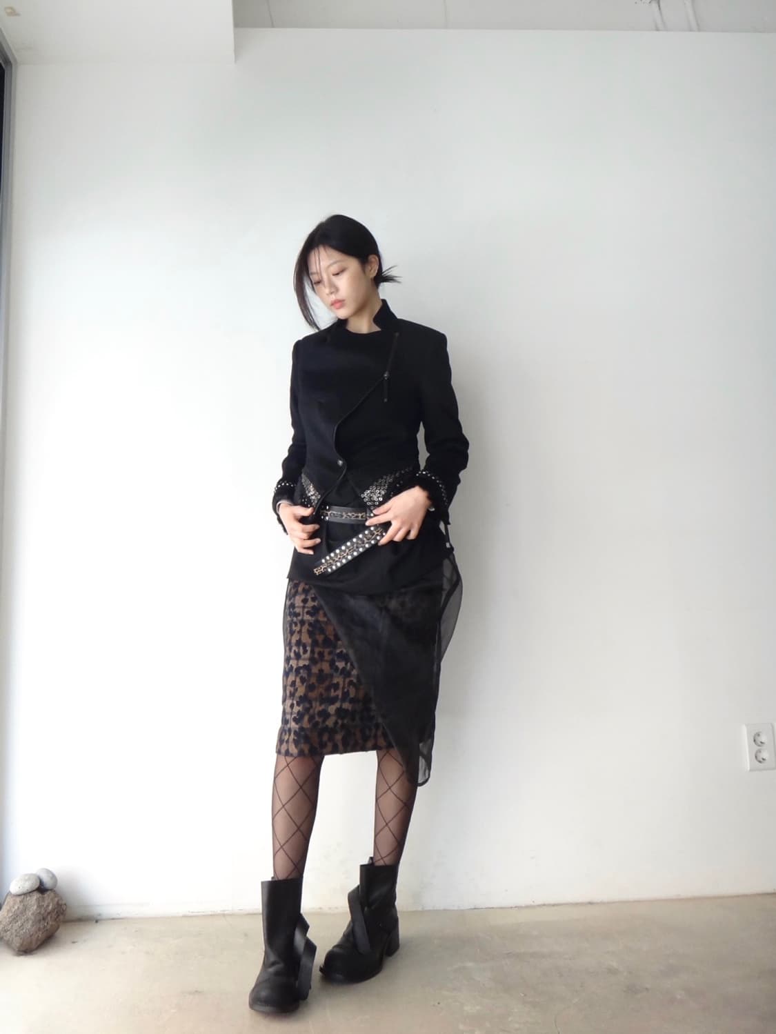 OBZEE fur & bize drape jacket / black 상품이미지6