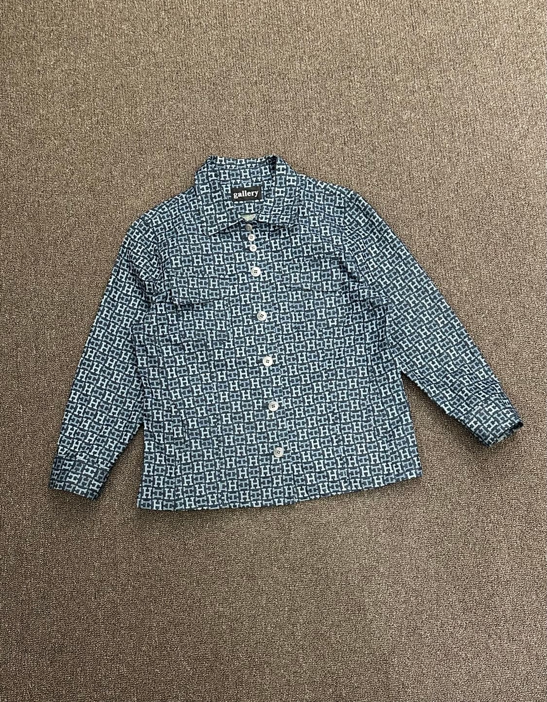 OS)Japanese vintage 모노그램 자카드 데님 셔츠자켓 상품이미지1