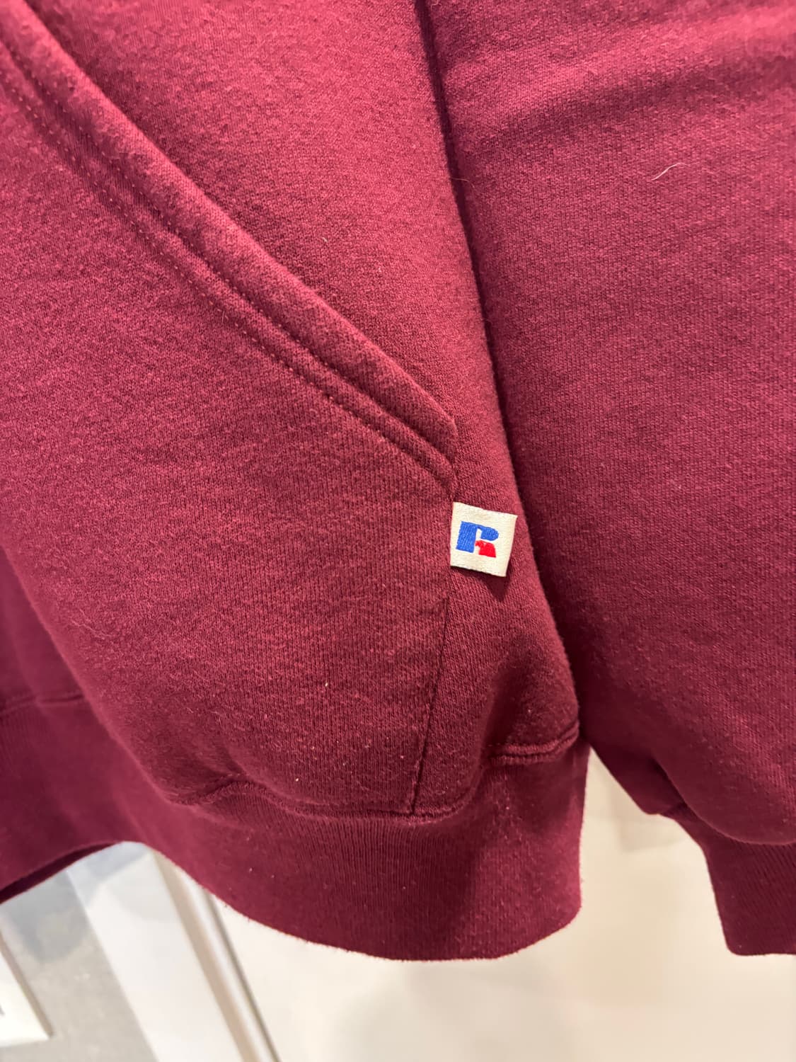 급처(L)90s 러셀 버건디 후드티 USA 상품이미지2
