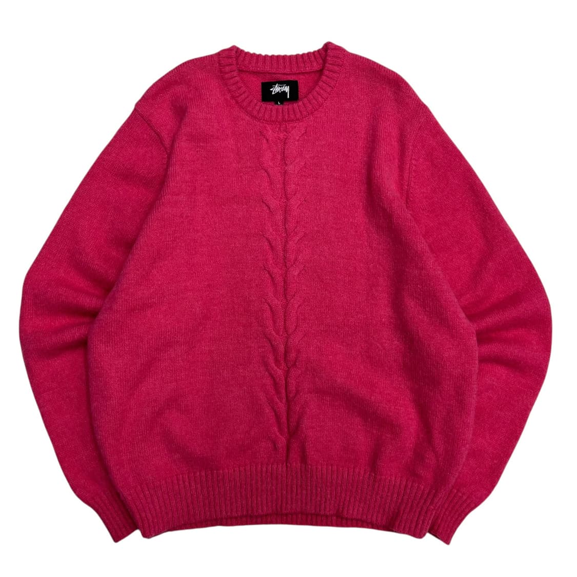 스투시 딸기핑크 꽈배기 케이블 니트 L 상품이미지2