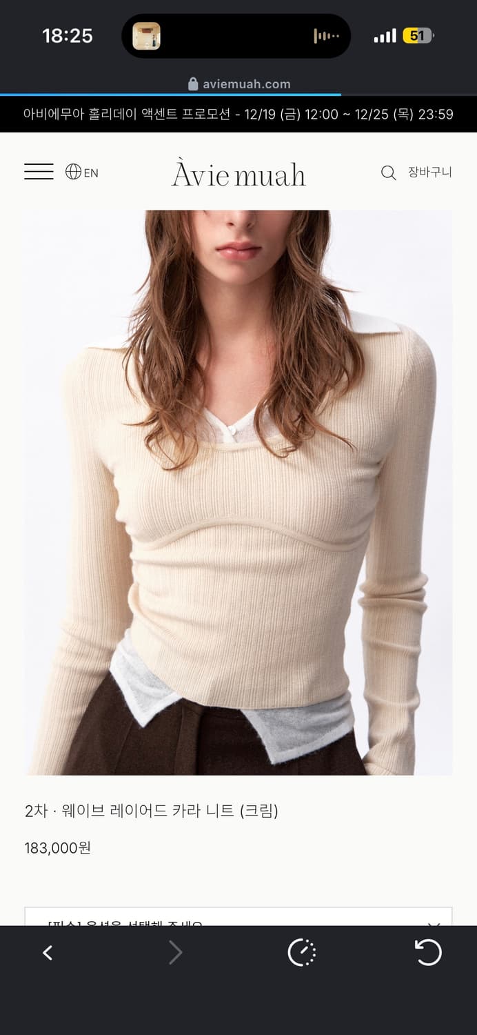 aviemuah 웨이브 레이어드 카라 니트 1size 상품이미지1