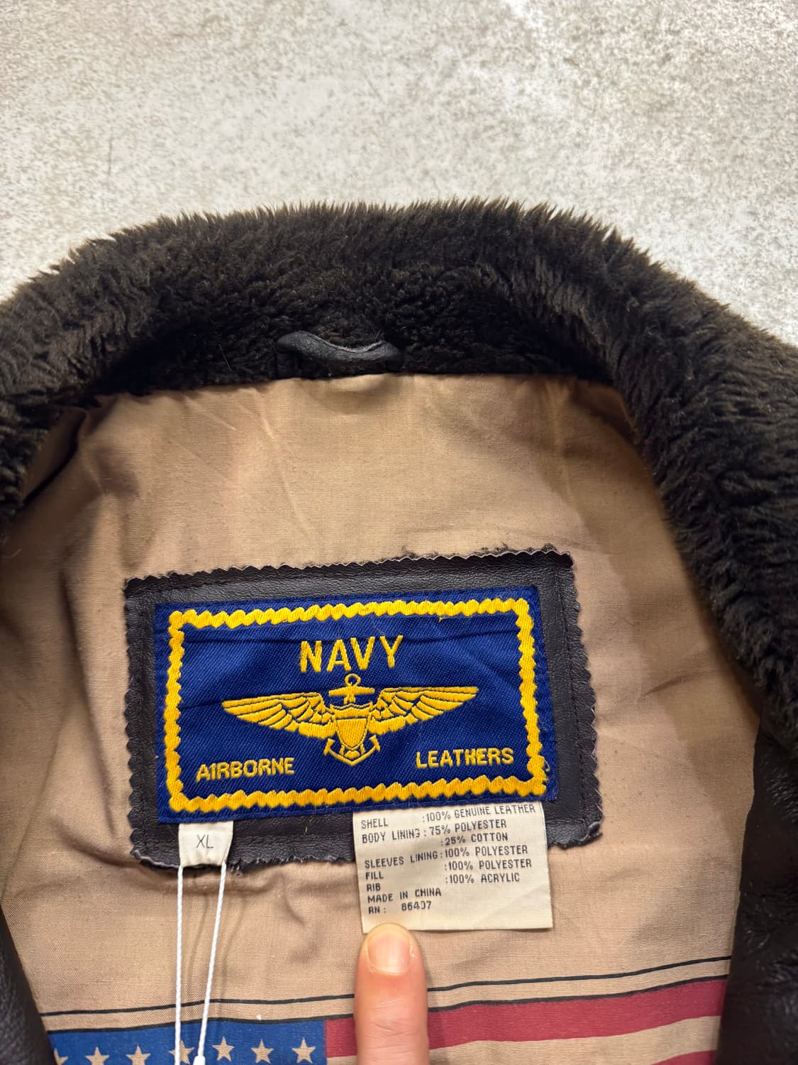 90s 에어본 NAVY G1 플라이트 레더자켓 상품이미지4