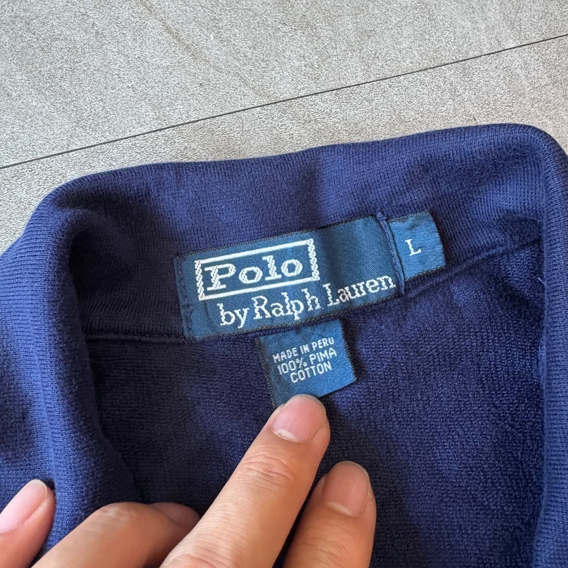 폴로 정품 네이비 피마 코튼 반집업 니트 상품이미지5