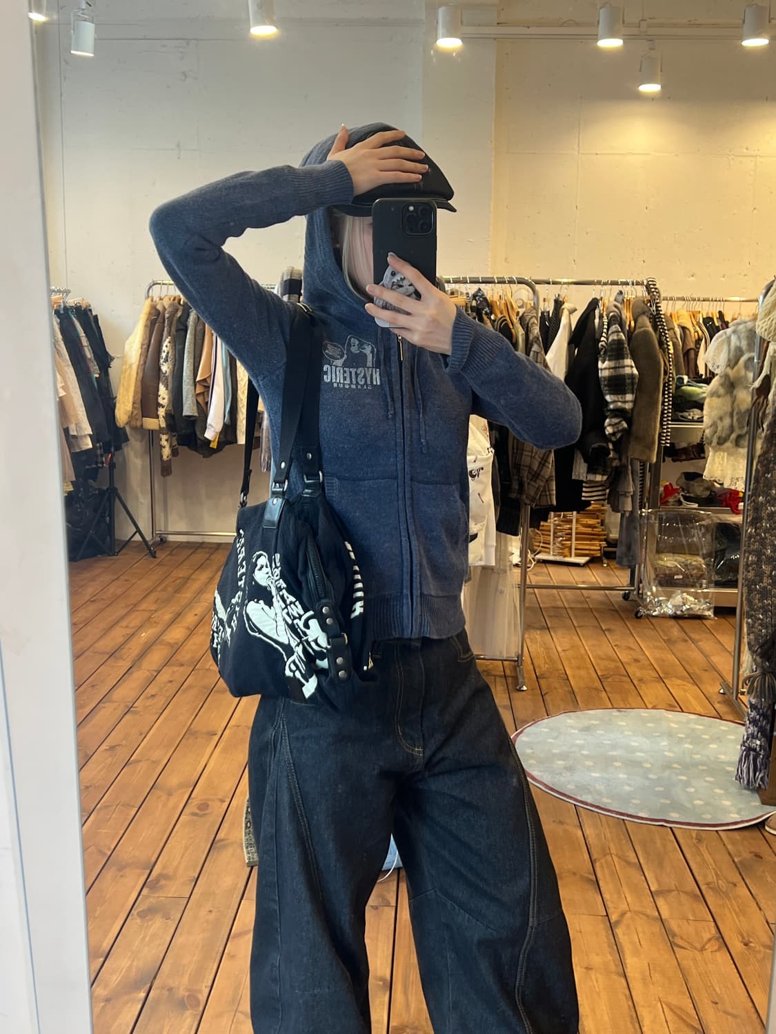 히스테릭글래머 네이비 히스걸 패치 후드집업 상품이미지3