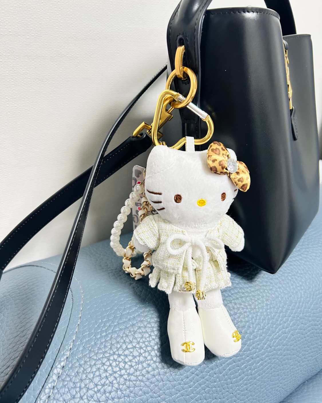 (11)롱다리키티 커스텀키링-레오파드 리본 트위드  상품이미지2