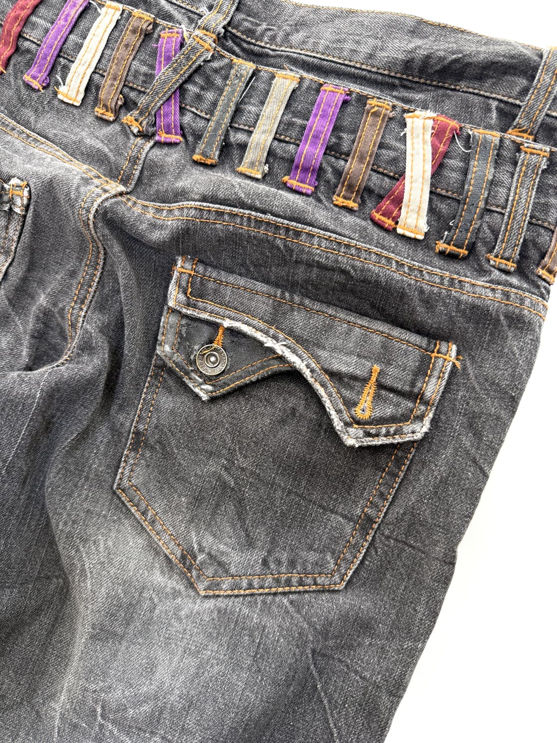 NYLAUS 멀티 벨트디테일 워싱 블랙 데님 팬츠 상품이미지9