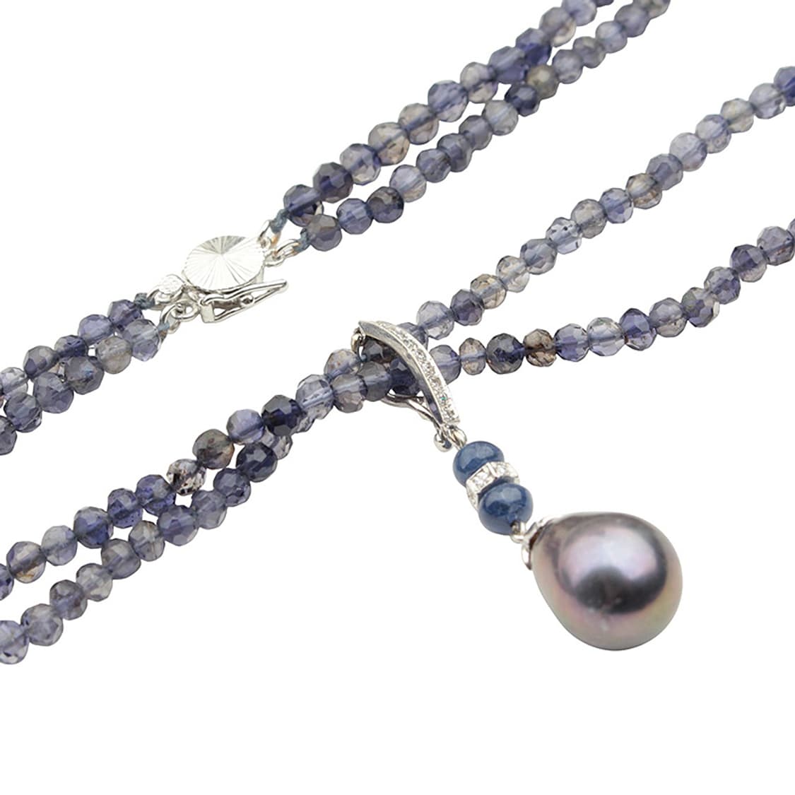 흑진주 펜던트 흑수정 비즈 목걸이 (14K 화이트골드 잠금) 상품이미지5