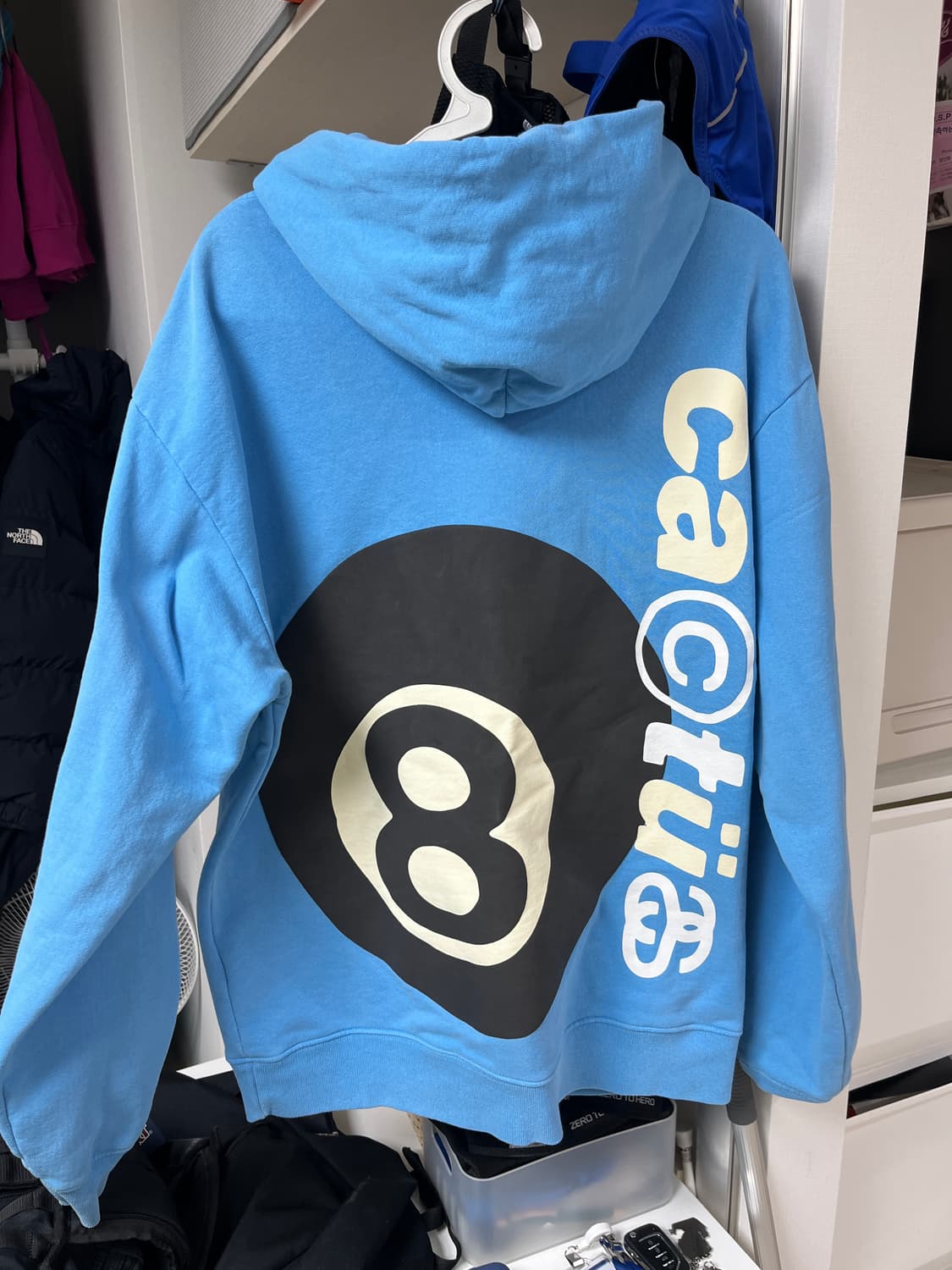 스투시 x CPFM 8볼 피그먼트 다이드 후드 블루 L사이즈 상품이미지2