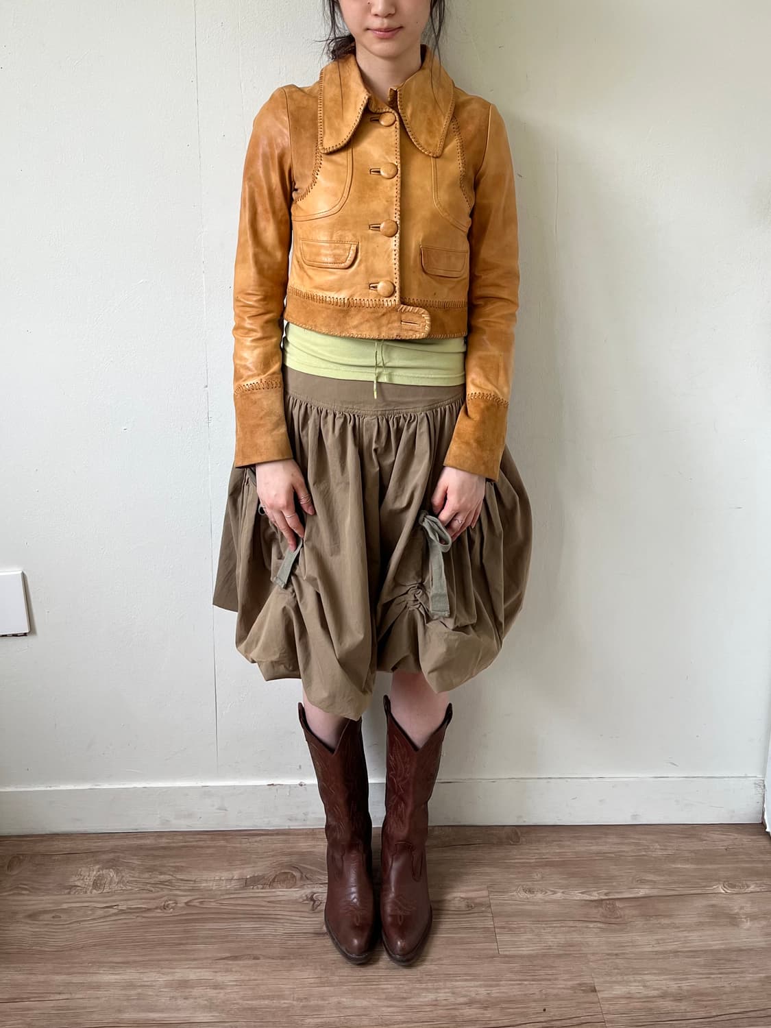 MOUSSY VINTAGE 카멜 레더 숏 자켓 상품이미지9