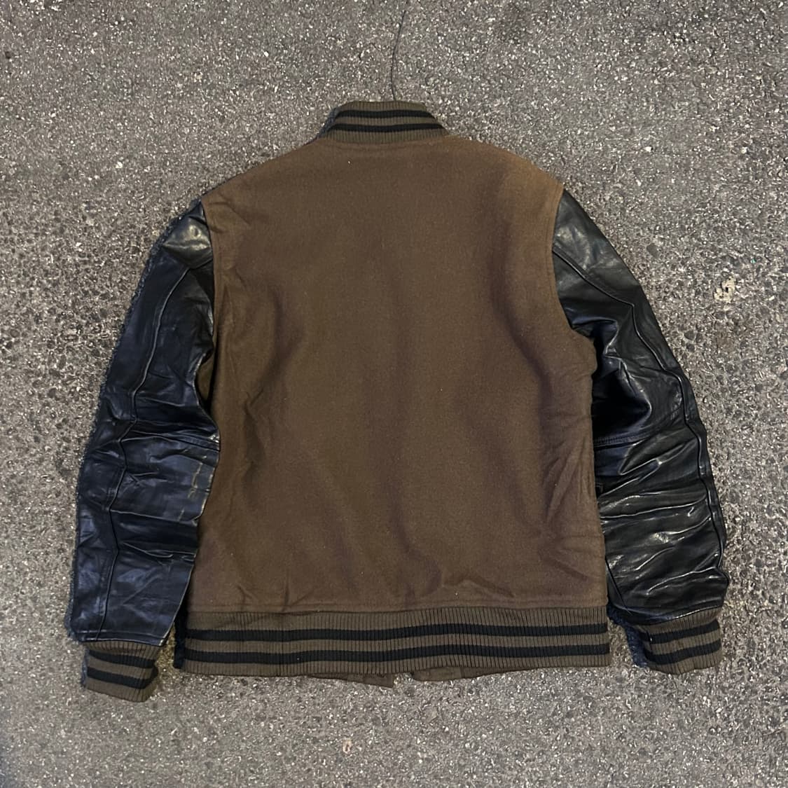 90s UNITED ARROWS 브라운 가죽 바시티 스타디움 자켓 L 상품이미지4