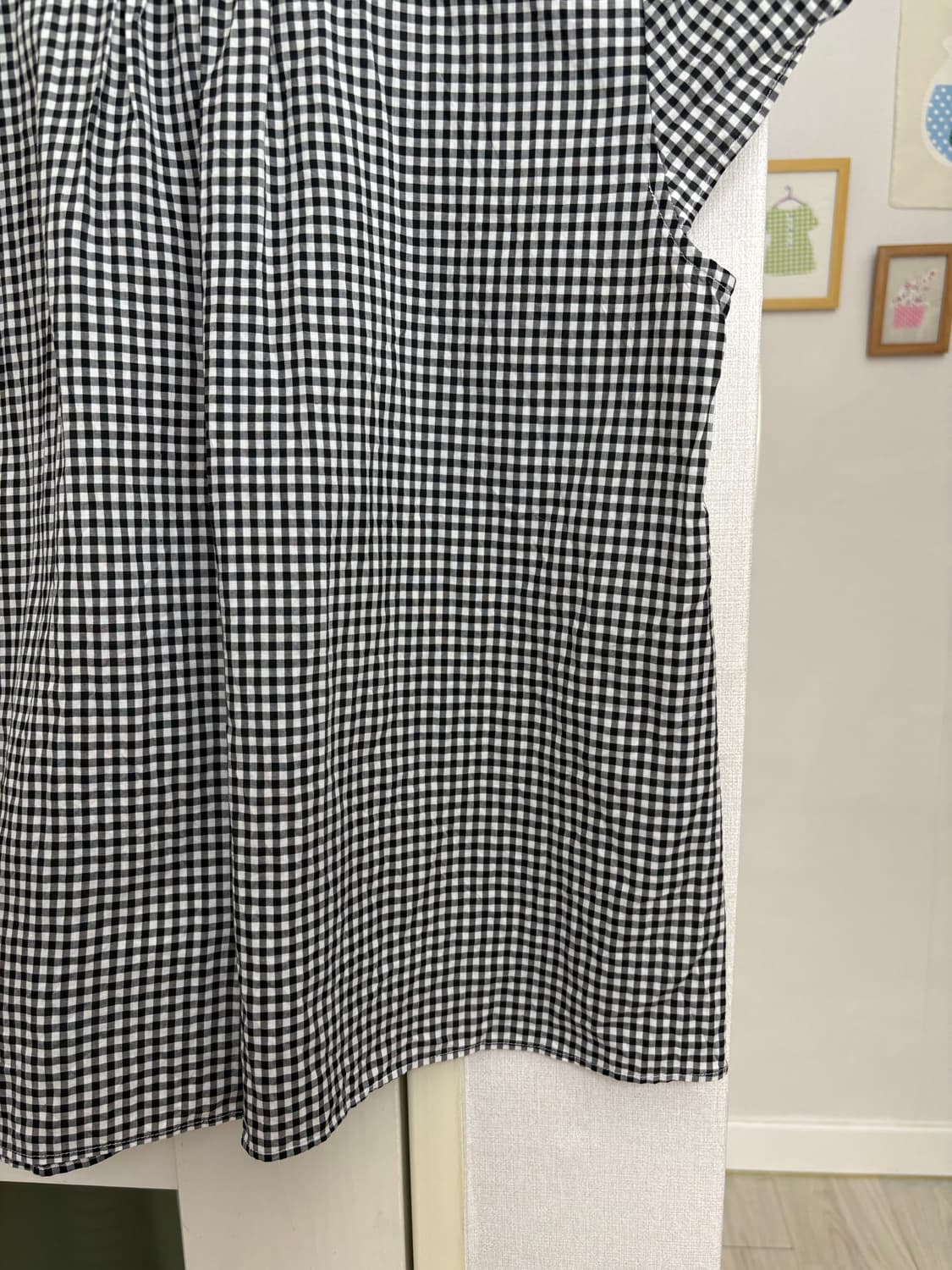 블랙 체크 반소매 블라우스 상품이미지6