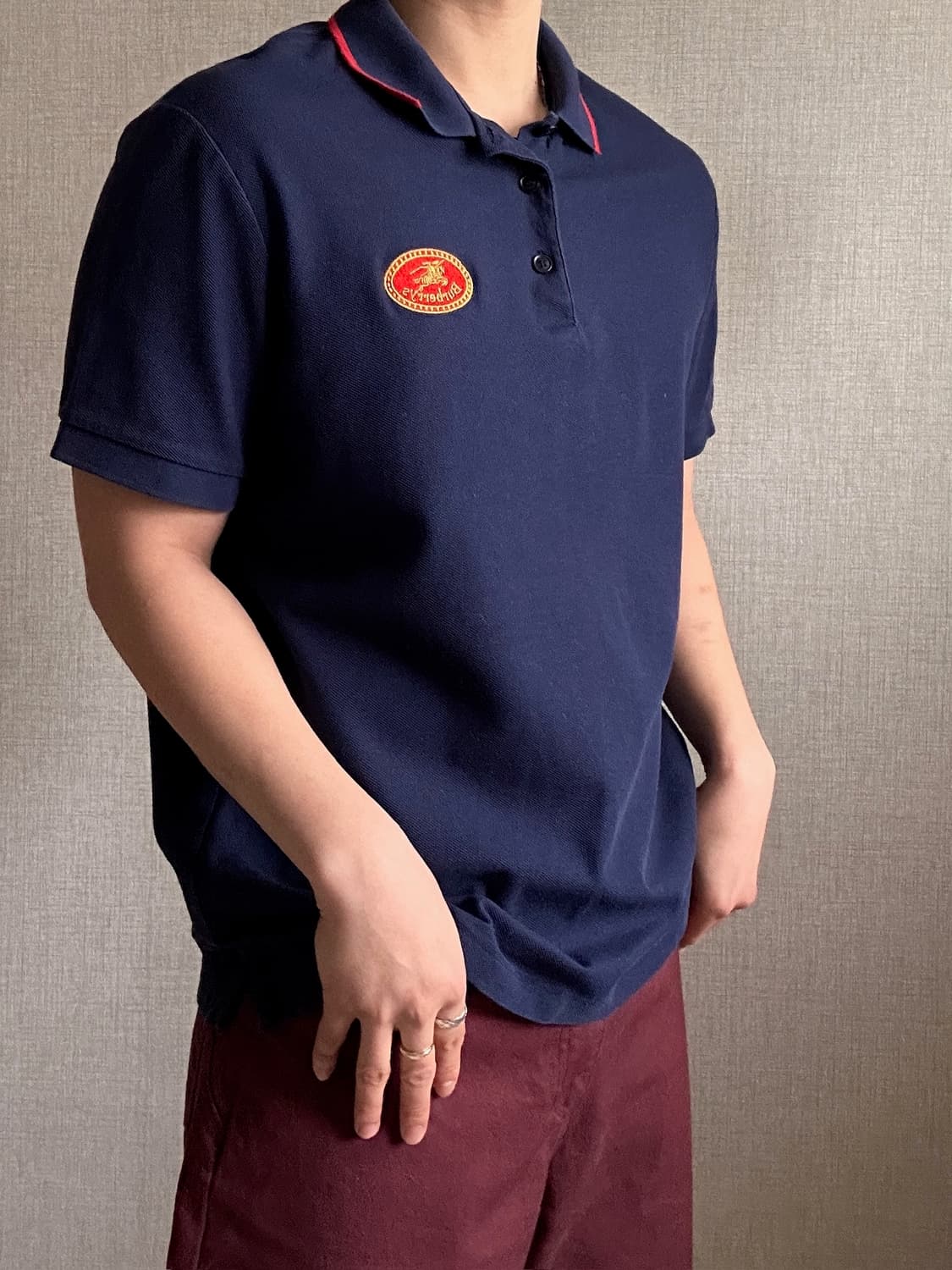 버버리 포인트 로고 네이비 pk 반팔 티셔츠 상품이미지3