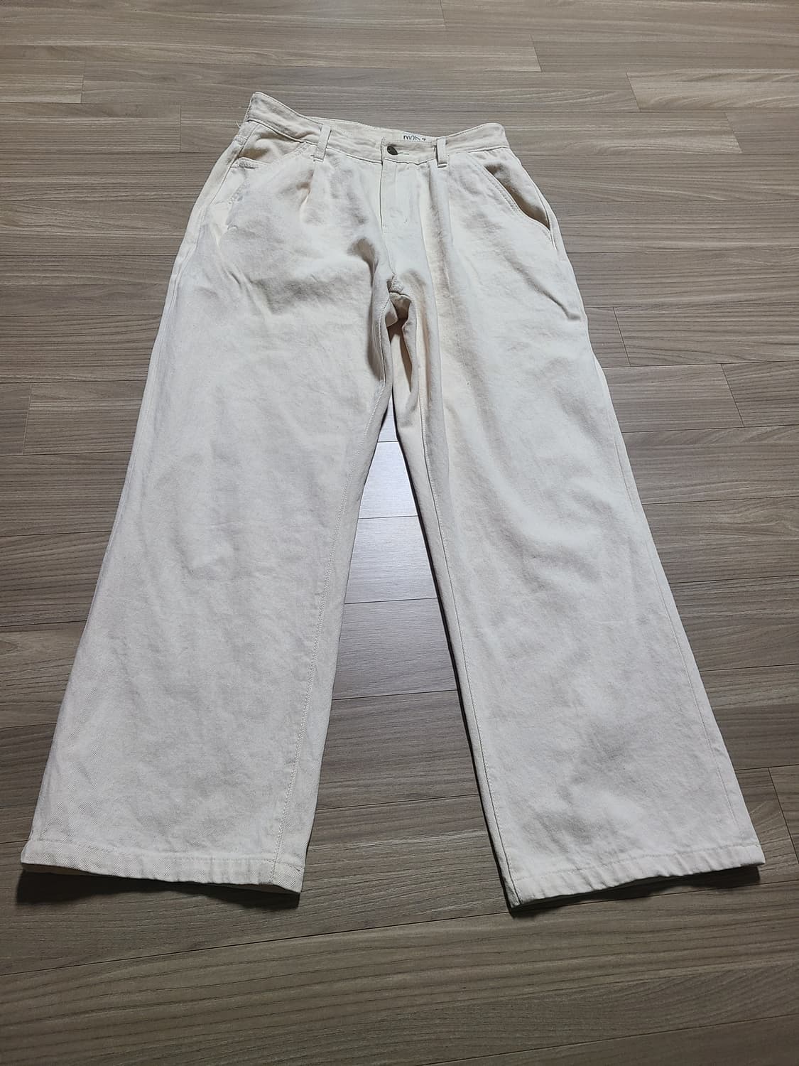 (28)모드나인 sleep over 와이드핏 크림진 상품이미지2