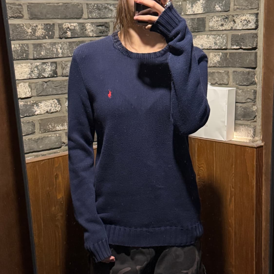 S) 폴로 랄프로렌 네이비 헤비코튼 라운드넥 니트 상품이미지8